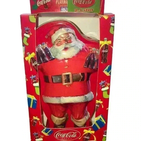 Coca Cola Vintage Santa Collectors Tin with two decks of cards NWT in BOX - Picture 1 of 14